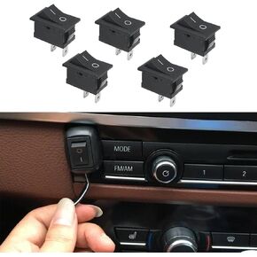 5PCS Rocker Switch, AC 6A/250V 10A/125V 2 Solder Lug SPST On/Off Mini Boat Rocker Switch, Round Rocker 2 Pin Toggle SPST Switch Snap for Car Boat Household Appliances 12V Switch Applications