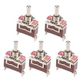 ESUPPORT Silver Contact Car Univeral Heavy Duty 20A 125V DPST 4 Terminal Copper ON/Off Rocker Toggle Switch Metal Pack of 5