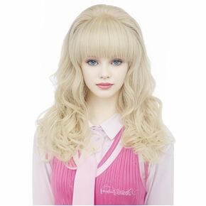 Retro Black Wig for 50S 60S 70S Beehive Long Wavy Wig for Women with Bangs Big Bouffant Costume Wig for Halloween,Party,Daily Use