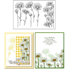 Flowers Blossom Background Clear Stamps for Card Making or Journaling, Floral Background Silicone Stamps for Scrapbooking Photo Album and Other Paper Crafts Decoration