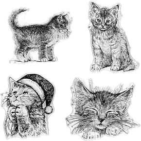 Linda Craft Cute Pet Cat Background Clear Stamps for Card Making Decoration and DIY Scrapbooking