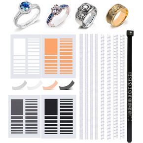 Ring Size Adjuster for Loose Rings - Invisible Ring Resizer Kit - 4 Sizes Spiral Silicone Ring Tightener Set for Women & Men, Ring Guards, Ring Sizer Measuring Tool, 13 in 1