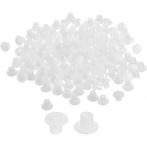uxcell 150Pcs Screw Hole Plugs, 5mm(3/16") Dia Plastic Snap in Shelf Button Flush Type Caps for Furniture Cabinet Cupboard, Clear