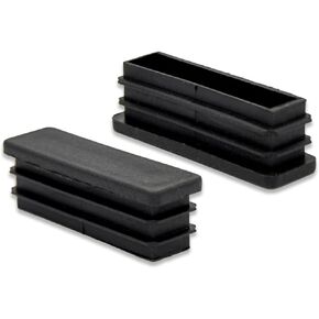 Flyshop 8 Pack Black Chair Glide Inserts Plastic Plugs Rectangle Pipe Tubing End Caps 10 x 15 mm, 3/8" x 5/8"