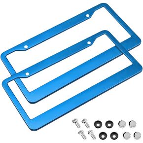 Car License Plate Frame, 2 PCS Matte Stainless Steel License Plate Cover, Durable Rustproof Universal for Cars, SUVs, Vans with Anti-Theft Screw Set, Car Accessories for Men Women (Black)