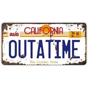 Outatime Back to The Future License Plate Memorabilia, Embossed License Plate Replica, Movie Prop Metal Stamped Vanity Number Tag, 12x6 inch