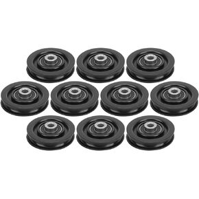Keenso 10 Pcs/Set 75mm/90mm Nylon Bearing Pulley Wheel Replacement Black for Cable Machine Gym Equipment Exercise Strength Training Accessory