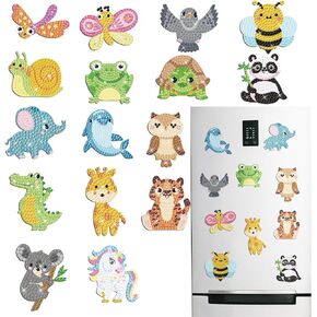 16 Pcs Diamond Painting Magnets Spring Diamond Art Magnet Kits for Adults Animals Rhinestones Refrigerator Stickers for Fridge DIY Crafts Toy Gifts