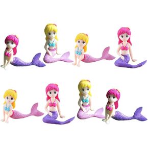 8 Pcs Mermaid Miniature Figurines Mermaid Toy Figure Collection Playset Doll Cake Toppers Birthday DIY Cake Decoration Wedding Party Supplies