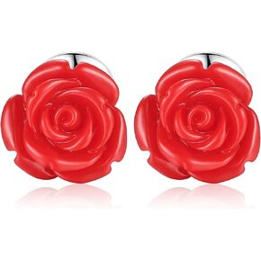 HONEY BEAR Cufflinks for Men Red Rose Flowe rfor Shirt Wedding Gift