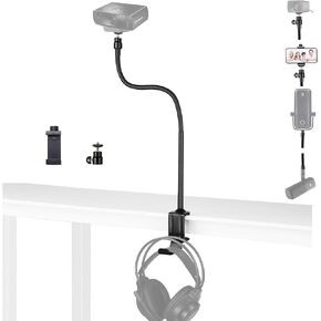 Facecam Pro Webcam Stand, 24-Inch Clamp Mount Holder with Headphone Hook Compatible with Elgato Facecam, Facecam pro Webcams - 1/4''-20 Interface (max Load 0.5kg/1.1 lbs)