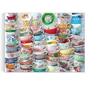 Galison Teacups – Julie Seabrook Ream 1000 Piece Puzzle Featuring A Regency Core Mix of Vibrant Teacups