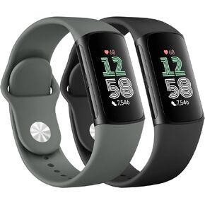 Band Compatible with Fitbit Charge 6 Bands Women Men, Soft Silicone Adjustable Waterproof Sport Replacement Wristbands Strap for Fitbit Charge 6 / Fitbit Charge 5 Fitness Tracker Accessories