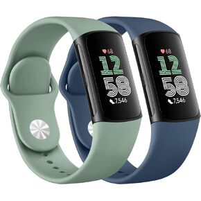 Band Compatible with Fitbit Charge 6 Bands Women Men, Soft Silicone Adjustable Waterproof Sport Replacement Wristbands Strap for Fitbit Charge 6 / Fitbit Charge 5 Fitness Tracker Accessories