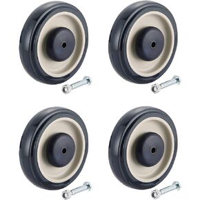 Shopping Cart Wheels Replacement | 4 Pack Shopping Cart Caster, 5-inch Diameter Shopping Cart Wheels with Axles Bolts (Grey)