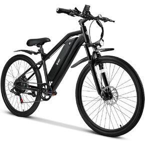 Edge Electric Mountain Bike for Adults- 44 Miles Max Range, 20mph Max Speed, 26" Tires, 3 Level Pedal Assist, LCD Display, EBike Black
