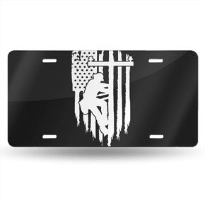 American Flag Lineman License Plate Front License Sign Car Tag Decorative Metal Plate