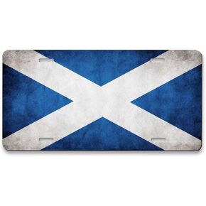 License Plate Scotland Flag Cross Aluminum License Plate for Front of Car 6X12 Inch