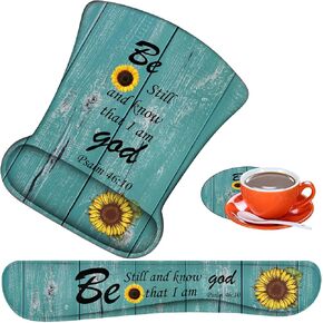 Ergonomic Mouse Pad, Mouse Wrist Rest Pad + Keyboard Wrist Rest Pad + Coaster, Made of Memory Foam, Easy to Use and Relieve Wrist Pain, Computer, Games, Office, Home - Leopard Print in Kuwait