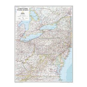 National Geographic: Mid-Atlantic USA Wall Map - 22 x 28 inches - Laminated