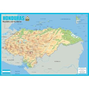 Honduras Physical Poster Map - 23.3 x 16.5 Inches - Paper Laminated