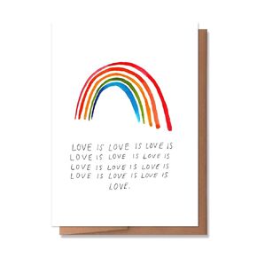 Wunderkid"Love is Love" Watercolor Rainbow, Happy Pride Love Card, Congrats on Coming Out Pride Month (1 Single Card, Blank inside)