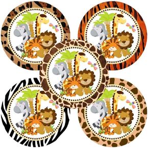 Jungle Safari Animals Sticker Labels by Adore By Nat - Boy Girl Party Birthday Baby Shower Favor Labels - Set of 50