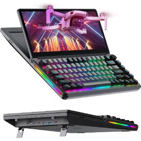 شاشة Kwumsy المحمولة، لوحة مفاتيح ميكانيكية متعددة الوظائف مع شاشة لمس 12.6 بوصة مدمجة، توسيع USB مدمج 71 مفتاح RGB LED بإضاءة خلفية N-Key لنظام التشغيل Windows Mac Android (K2) in Kuwait