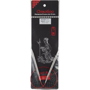 ChiaoGoo 16-Inch Red Lace Stainless Steel Circular Knitting Needles, 8/5mm