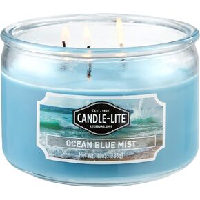 Candle-lite Premium Azure Coast Scent, 14 oz. 3-Wick Aromatherapy Candle with up to 45 Hours of Burn Time, Blue in Saudi Arabia
