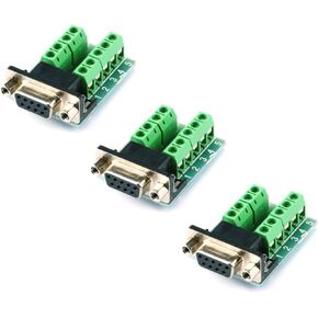 3Pcs RS232 to Terminal Adapter DB9 Female Adapter RS232 Serial to Terminal DB9 Connector Female Convert Adapter