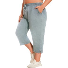 سراويل كابري بمقاس كبير للنساء سراويل كابري فضفاضة واسعة الساق سراويل يوجا مقصوصة للتمرين مع جيوب in Kuwait