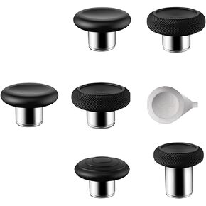 7Pcs Elite 2 Controller Thumbsticks Replacement for Xbox One Elite 2 Controller, Analog Thumbsticks Cover Set Included 1 Tall, 1 Wide Dome, 2 Standard, 2 Classic for Xbox One Elite Series 2 （Black）