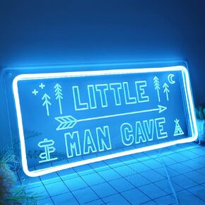 Little Man Cave LED Neon Light Sign Little Boy Nursery Room Wall Art Baby Toddler Kids Bedroom Living Room Hanging Decor Birthday Christmas Gifts 15.8"X7.5" USB Ice Blue