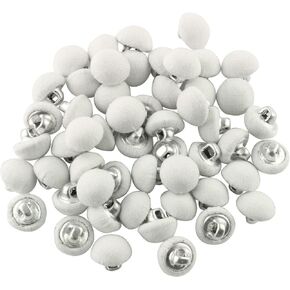 50pcs Metal Handle Buttons for Tuxedo Suits Gowns Blouses Coats, White Smooth Satin Covered Metal Shank Buttons 10mm Wedding Dress Buttons