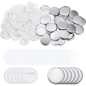 MECCANIXITY Blank Pin Back Button Parts Buttons Round Metal Cover Plastic Button Back Clear Film