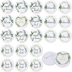 21 Pieces Bridal Buttons Wedding Party Button Pins Bridesmaid Pins Bride Family Gifts for Bachelorette Bridal Shower Party Supplies, 8 Designs