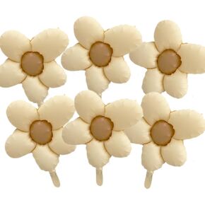 6PCS Daisy Balloons Floral Balloons, Cream White and Light Brown Daisy Flower Balloons for Floral Birthday Daisy Party Baby Shower Wedding Decorations