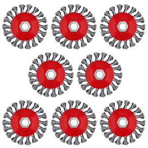 8 Pack 4 Inch Wire Wheels for Angle Grinder, Wire Brush Wheel for 4 1/2 Angle Grinder, Twist Knotted Carbon Steel Angle Grinder Wire Wheel Brush with 5/8" Thread Arbor