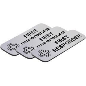First Responder 1 x 3" Name Tag/Badge, Black, (3 Pack)