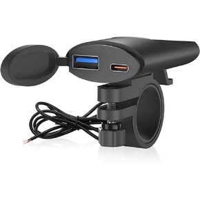 Motorcycle USB Phone Charger Qidoe Dual USB PD & Quick Charge 3.0 Motorcycle USB Charger Waterproof Motorcycle Accessories for Phone, iPad, GPS, etc