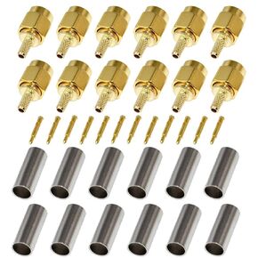 BeElion(TM 12-Pack SMA Male Crimp Straight Connector, Coax Adapter for RG188 RG178 RG316 RG174A-U/LMR100A/RFC100A Cables