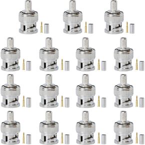 Eagles 15PCS BNC Plug Crimp Connectors RG58 RG142 LMR195 Coax Male for 50 Ohm RF Applications Antennas Radios Security Camera Cable Tester,Wireless Sensor,Etc