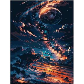 Paint by Numbers for Adults - DIY Adult Paint by Number for Adults Canvas Easy -Forest Sunset Landscape Painting by Numbers for Beginners,Acrylic Paint car On Mountains Crafts for Home Decor 12X16in