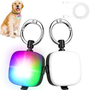 Rechargeable Dog Lights 2Pack LED Dog Collar Lights Clip on with 4 Lighting Modes Dog Safety Red Lights Harness Leashes Light for Dog Night Walking Running Camping