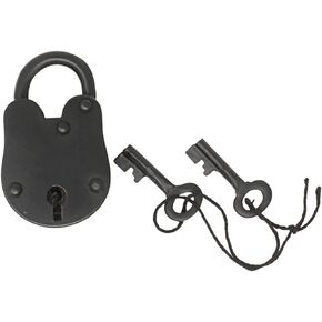 Nautical Cove Antique Solid Iron Lock with Skeleton Keys - Pirate Treasure Lock (3")