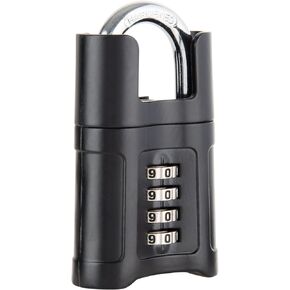 Brinks 2-1/4in (57mm) 4-Digit Resettable Combination Padlock with Shrouded Guard Lock, Black