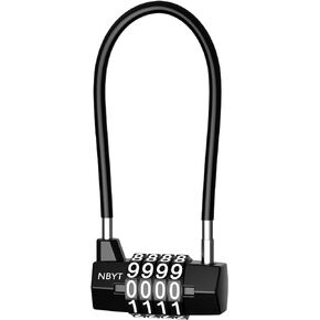 ORIA 4 Digit Combination Padlock, Combination Lock with Lengthened Steel Cable, Long Shackle Gym Lock, Luggage Travel Lock, Safety Lock for Gym Locker, Toolbox, Closet, Luggage, Cabinet
