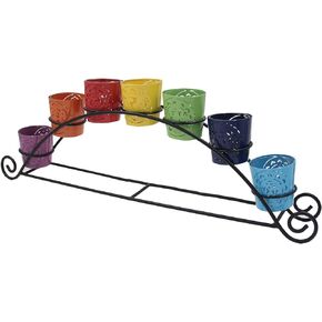 Large Set of 7 Chakra Symbols Votive Tea Light Candle Holder