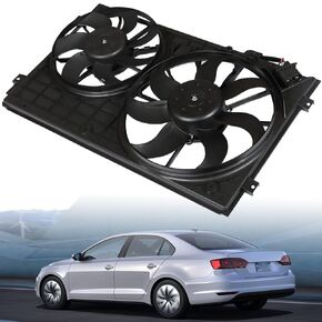 621490 620-805 Engine Radiator Condenser Cooling Fan Assembly Replacement for 2005-2013 Jetta 2010-2013 Golf 2012-2013 Passat 1K0959455ET 1K0959455FR 1C0959455C 6X0959455 12V